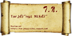 Tarjányi Niké névjegykártya